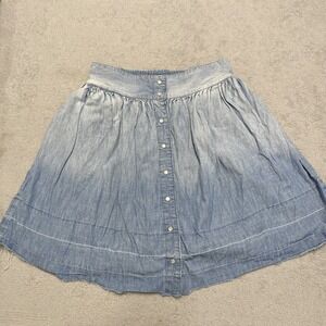 Current Elliot Flirt Skirt 1 Blue Denim Pearl Snap Mini Cutoff Fade A Line‎